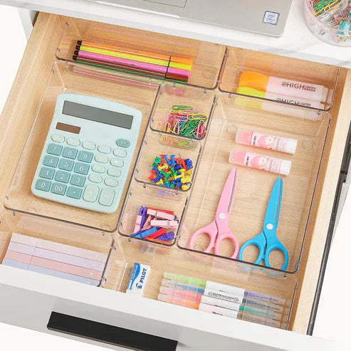 Clear Drawer Organizer Tray Set- Multi-Size