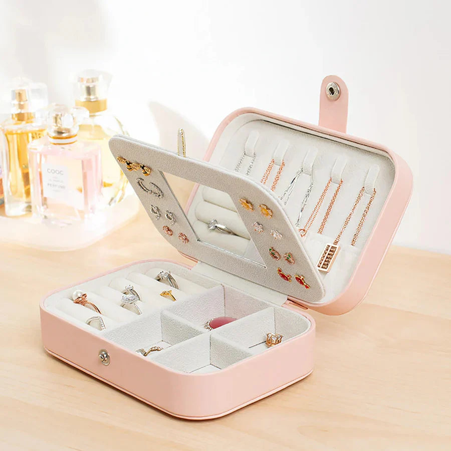 Portable Leather Mini Travel Jewelry Case