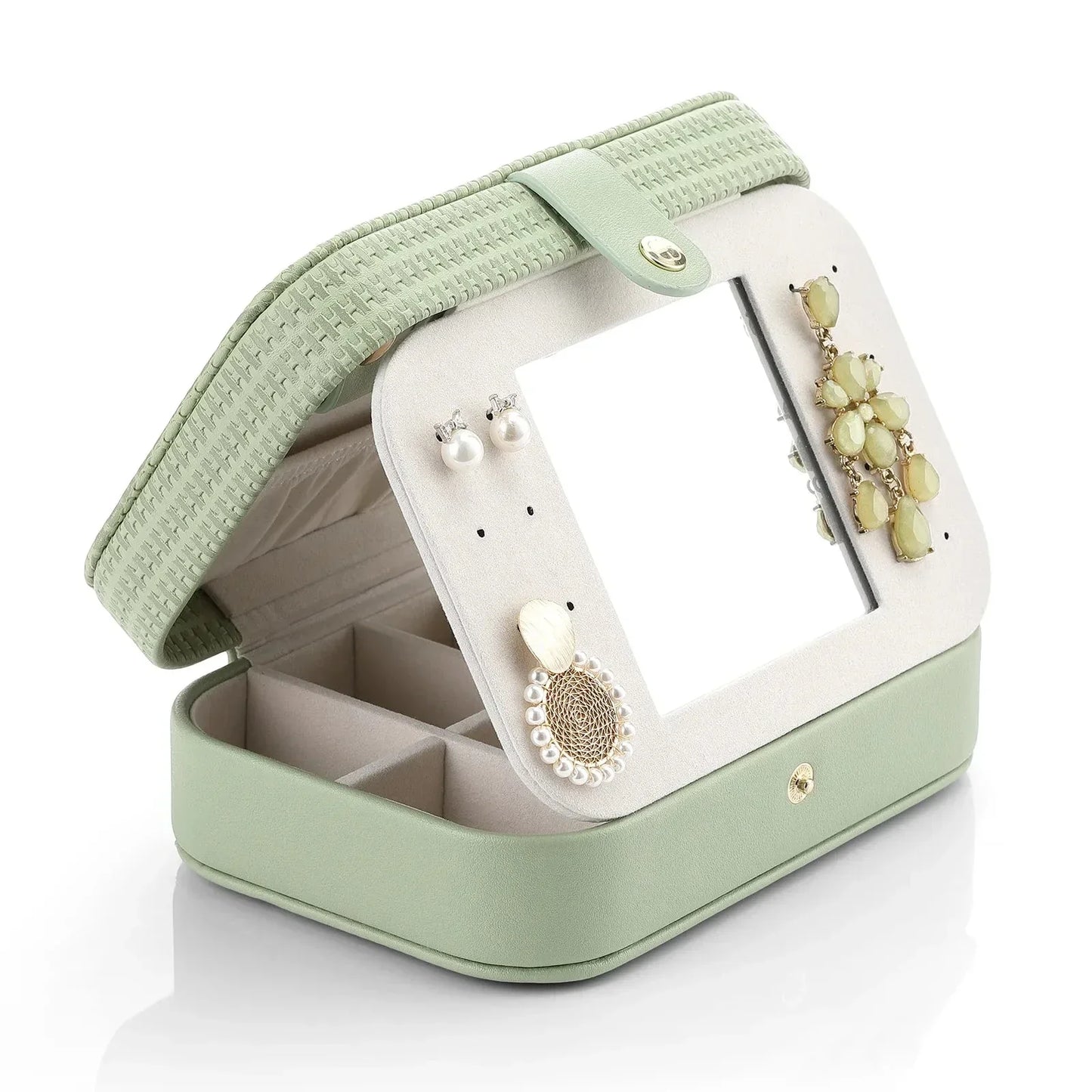Portable Leather Mini Travel Jewelry Case