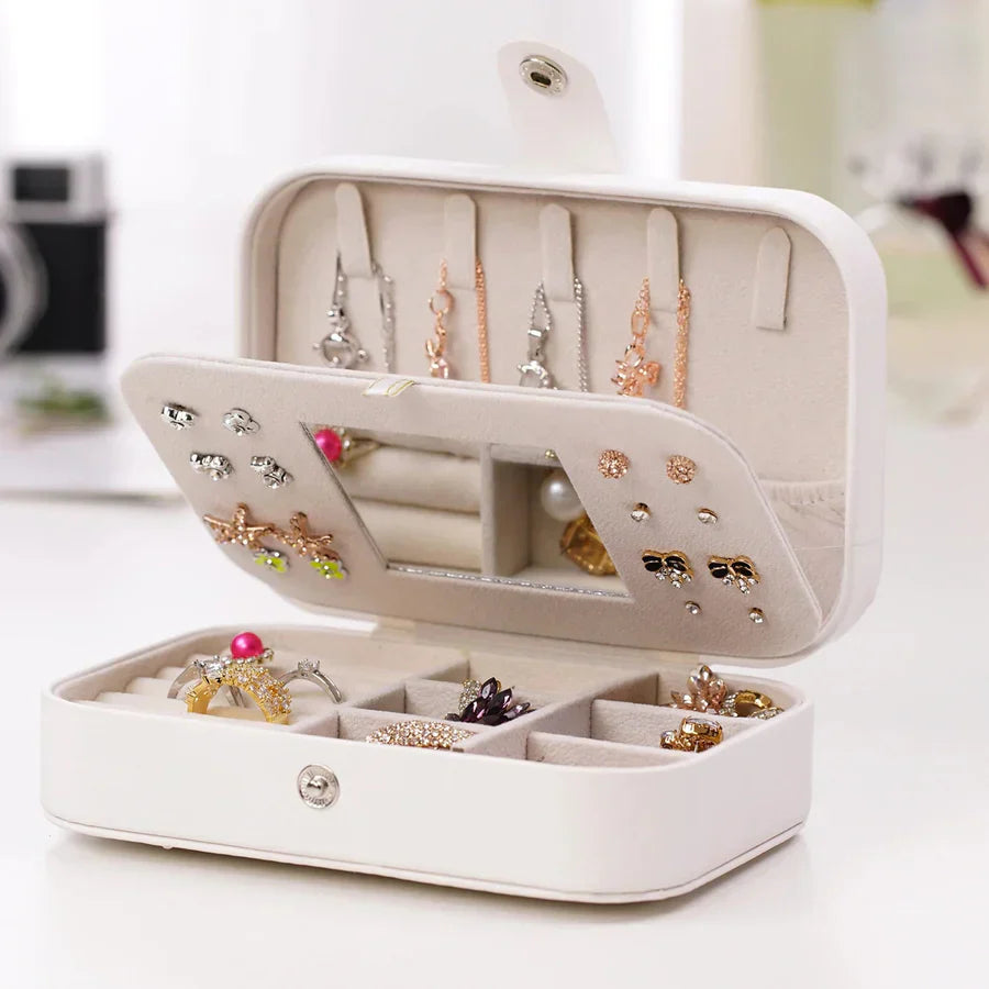 Portable Leather Mini Travel Jewelry Case