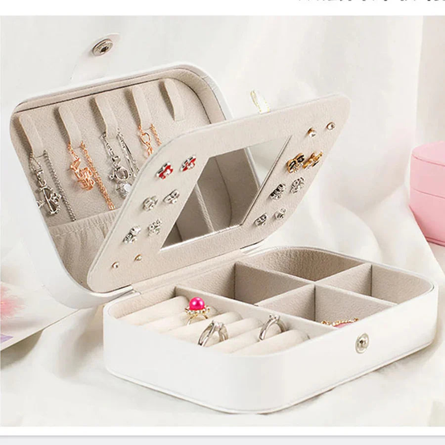 Portable Leather Mini Travel Jewelry Case