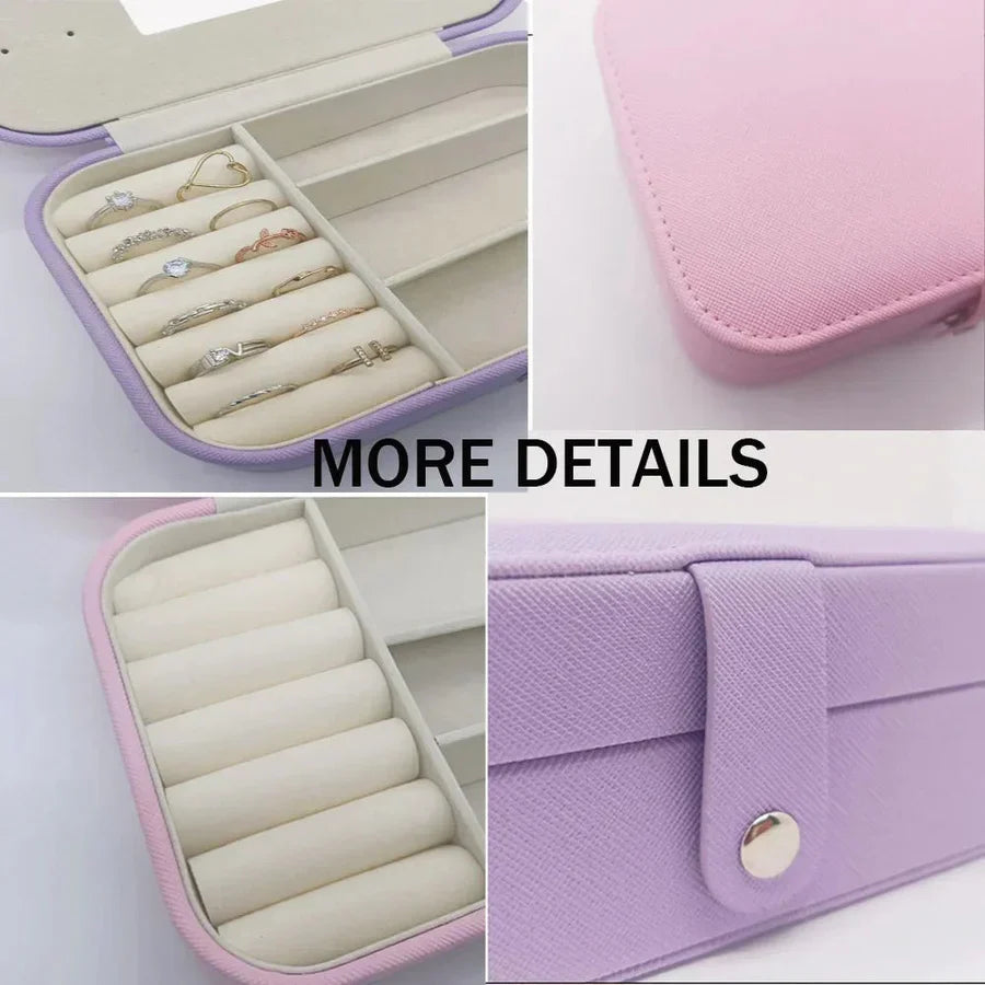 Portable Leather Mini Travel Jewelry Case