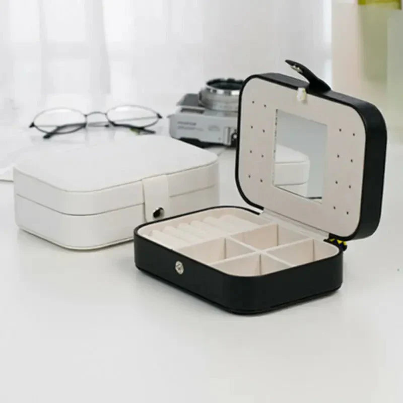 Portable Leather Mini Travel Jewelry Case
