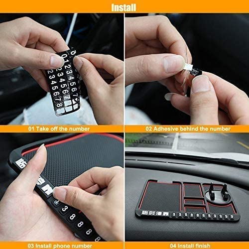 Car Dashboard Mat & Mobile Phone Holder Mount Non Slip Sticky Rubber Pad for Smartphone, GPS Navigation, God Idols, Toys, Coins (Black)