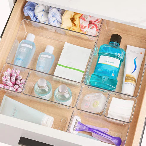 Clear Drawer Organizer Tray Set- Multi-Size