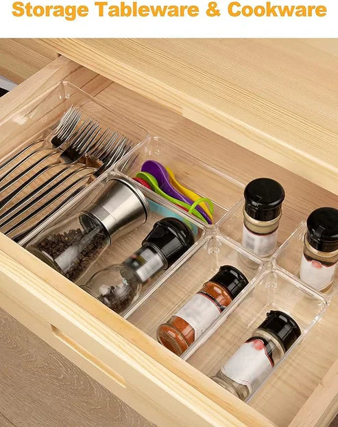 Clear Drawer Organizer Tray Set- Multi-Size