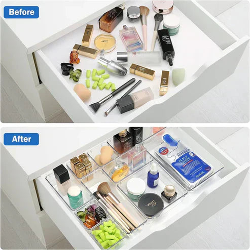 Clear Drawer Organizer Tray Set- Multi-Size