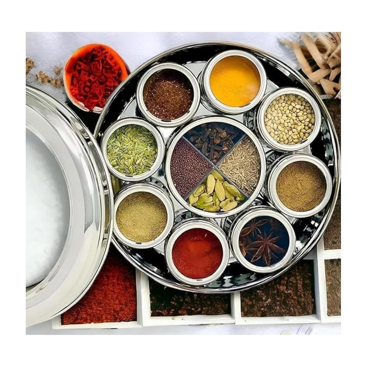 Stainless Steel 12 IN 1 Masala Box for Kitchen