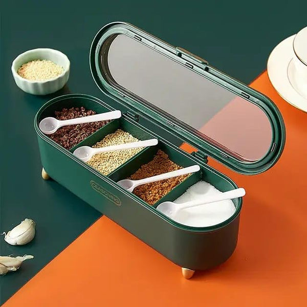 4 compartments seasoning storage box spice jar container