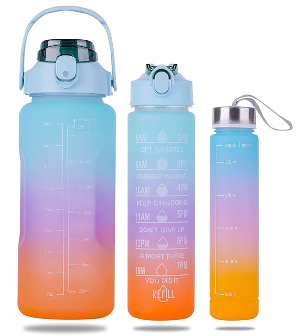 3 Pcs set motivational water bottle combo with positive quotes(Multicolor)