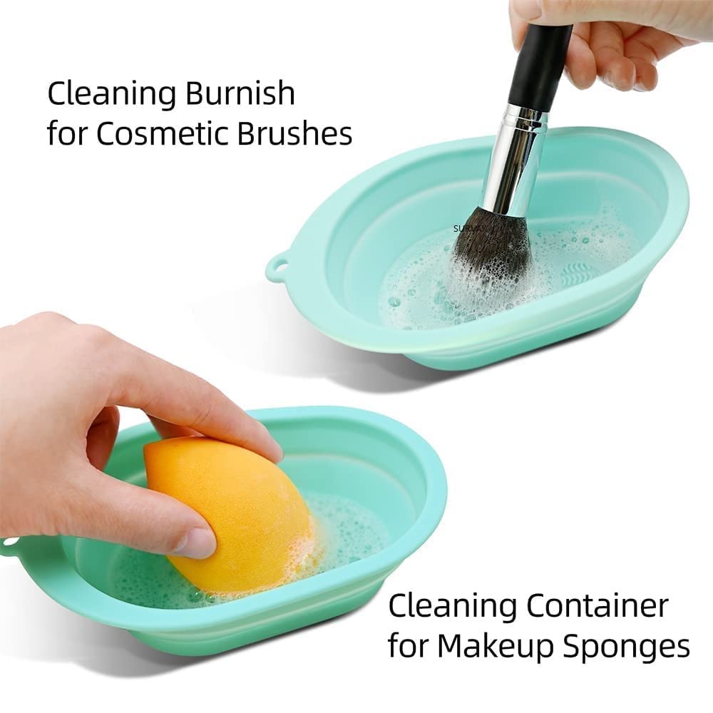 Silicone foldable makeup & cosmetic brush cleaning bowl (2pcs)